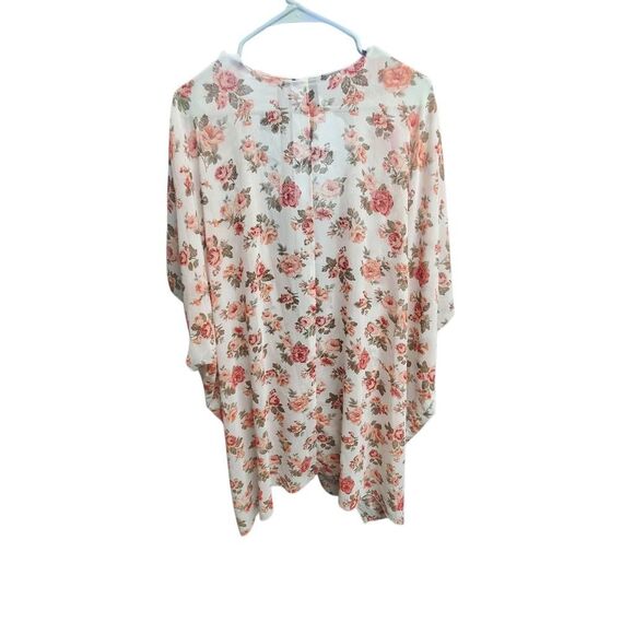 Forever 21 Women's Floral Semi Sheer Kimono style Open Front Blouse Shirt Size - Picture 2 of 3